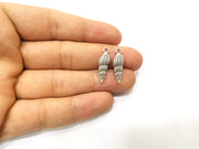 10 Sea Shell Charms Antique Silver Plated Charms (24x7mm)  G18143