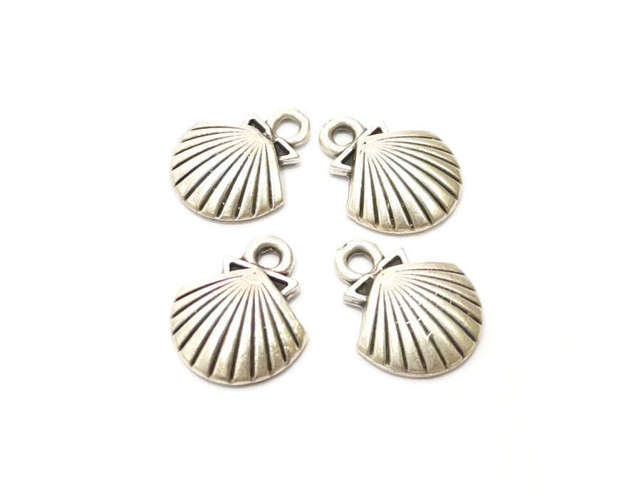 10 Sea Shell Charms Antique Silver Plated Charms (18x14mm)  G18144