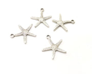 10 Starfish Charms Antique Silver Plated Charms (20x18mm)  G18151