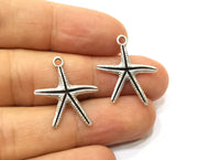 10 Starfish Charms Antique Silver Plated Charms (23x21mm)  G18156