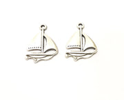 10 Sailing Ship Charms Antique Silver Plated Charms (23x17mm)  G18157