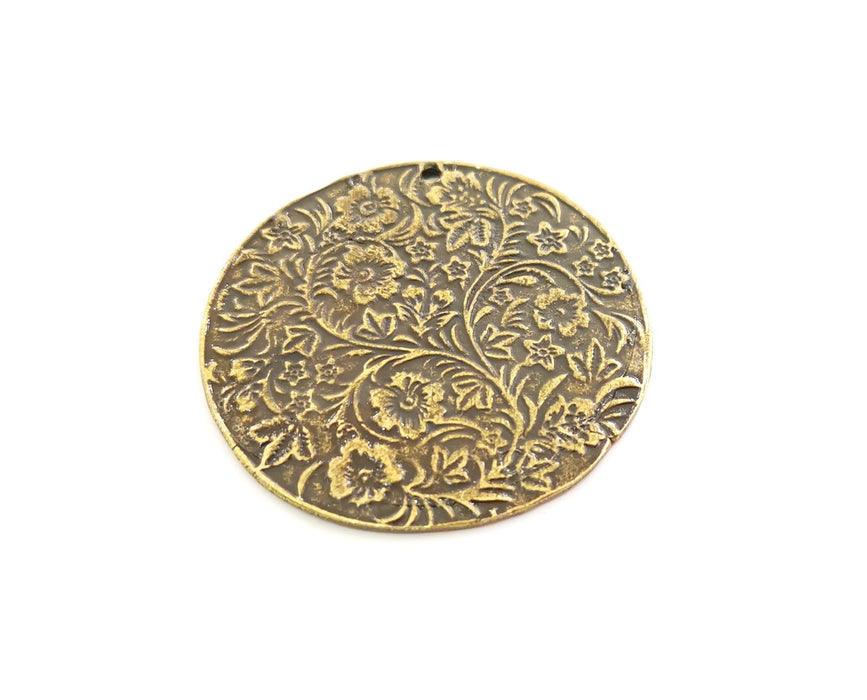 2 Antique Bronze Flowers Charms Antique Bronze Plated Charms (42mm) G18651