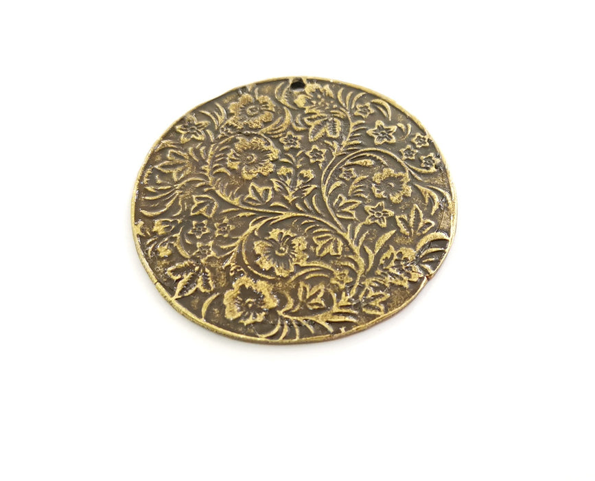 2 Antique Bronze Flowers Charms Antique Bronze Plated Charms (42mm) G18651