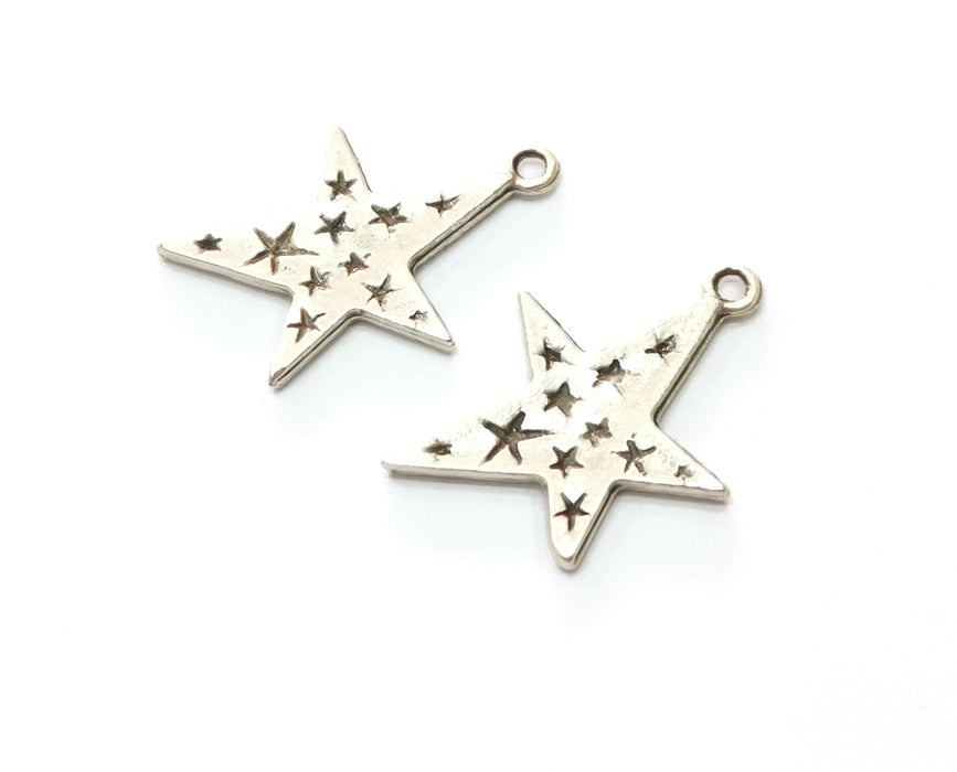 5 Stars Charms Antique Silver Plated Charms (29x20mm)  G18654