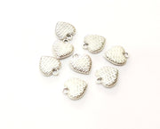 10 Heart Charms Antique Silver Plated Charms  (both side same) (12x10mm)  G18659