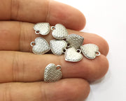 10 Heart Charms Antique Silver Plated Charms  (both side same) (12x10mm)  G18659