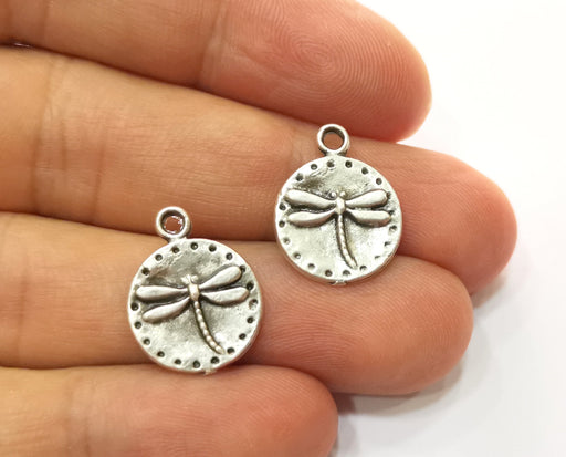 10 Silver Dragonfly Charms Antique Silver Plated Charm (19x15mm) G18664