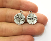 10 Silver Dragonfly Charms Antique Silver Plated Charm (19x15mm) G18664