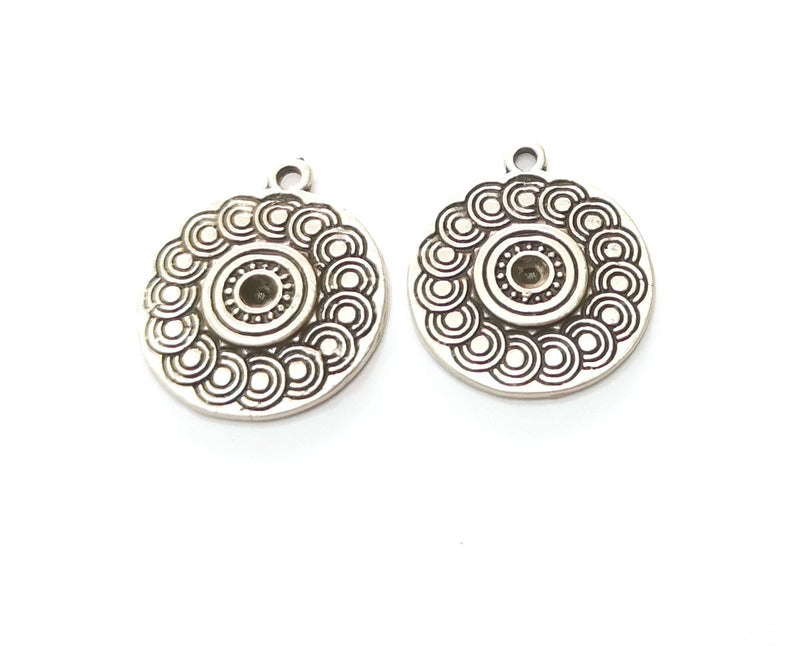 4 Silver Charms Antique Silver Plated Charms (24x21mm)  G18665