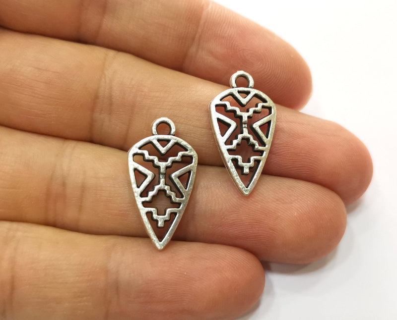 10 Silver Charms Antique Silver Plated Charms (24x13mm)  G18669