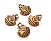 10 Sea Shell Charms Antique Copper Plated Charms (18x14mm)  G18167