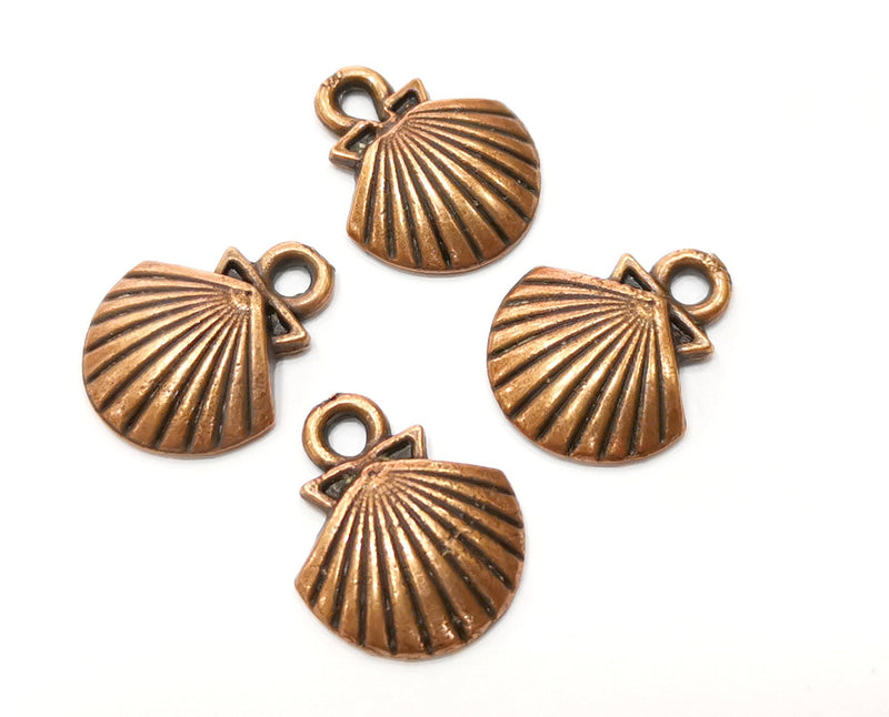 10 Sea Shell Charms Antique Copper Plated Charms (18x14mm)  G18167