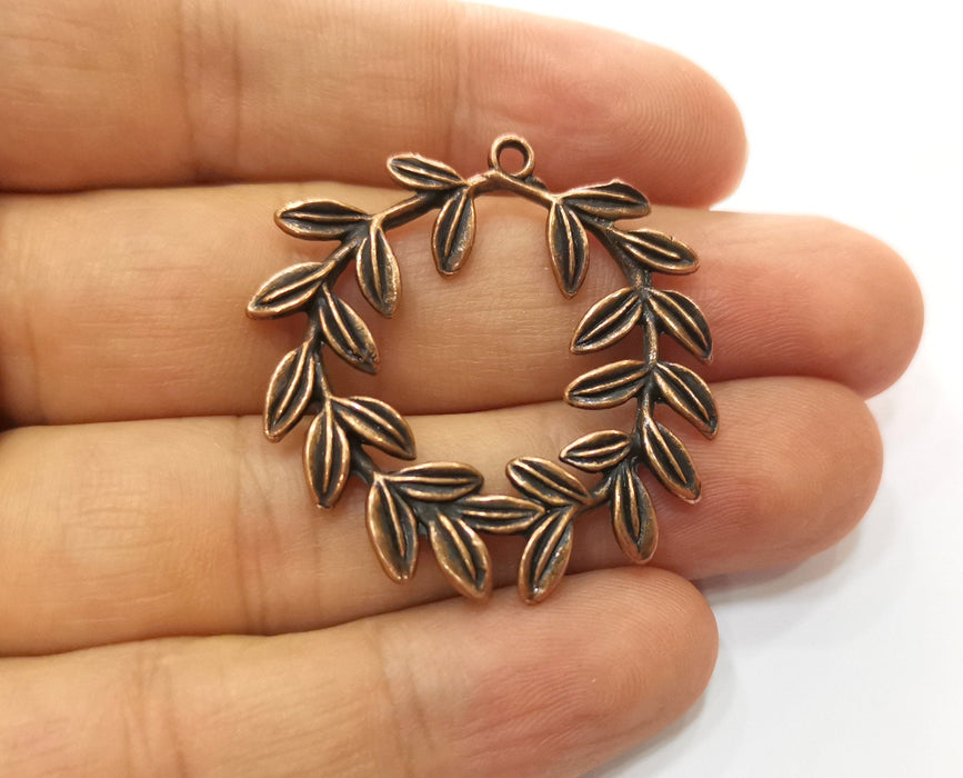2 Leaf Charms Antique Copper Plated Charms (38mm)  G18672