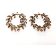 2 Leaf Charms Antique Copper Plated Charms (38mm)  G18672