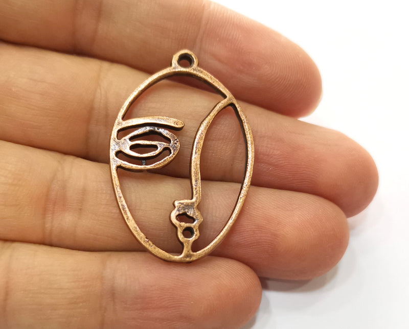 2 Copper Charms Antique Copper Plated Charms (40x26mm)  G18673
