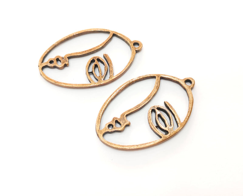2 Copper Charms Antique Copper Plated Charms (40x26mm)  G18673