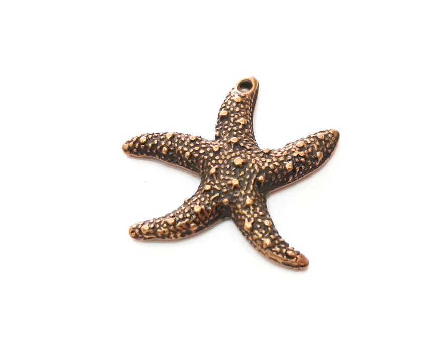 2 Starfish Charms Antique Copper Plated Charms (37x35mm)  G18675