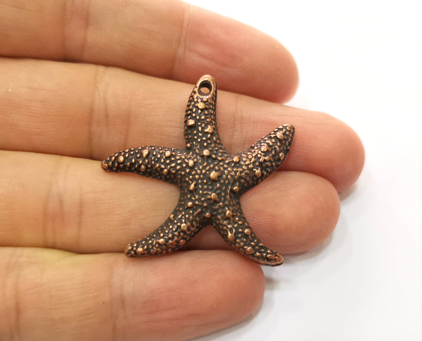 2 Starfish Charms Antique Copper Plated Charms (37x35mm)  G18675