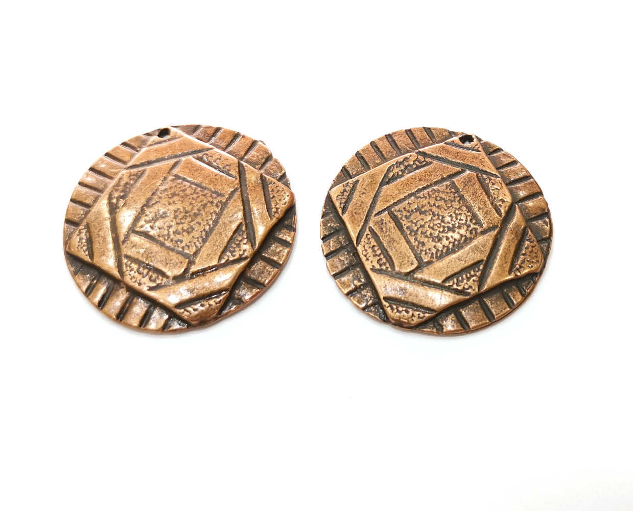 2 Copper Charms Antique Copper Plated Charms (31mm)  G18676