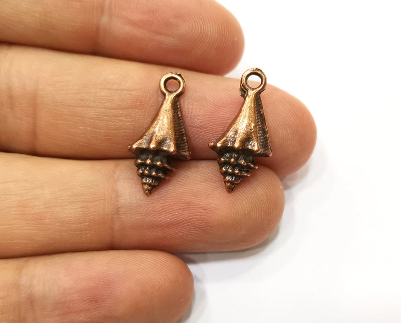 10 Conch Sea Shell Charms Antique Copper Plated Charms (22x11mm)  G18172