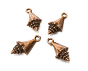 10 Conch Sea Shell Charms Antique Copper Plated Charms (22x11mm)  G18172