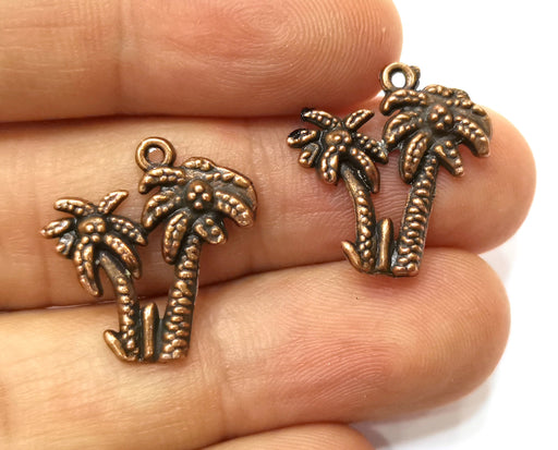 10 Palm Tree Charms Antique Copper Plated Charms (20mm)  G18173