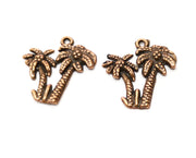 10 Palm Tree Charms Antique Copper Plated Charms (20mm)  G18173