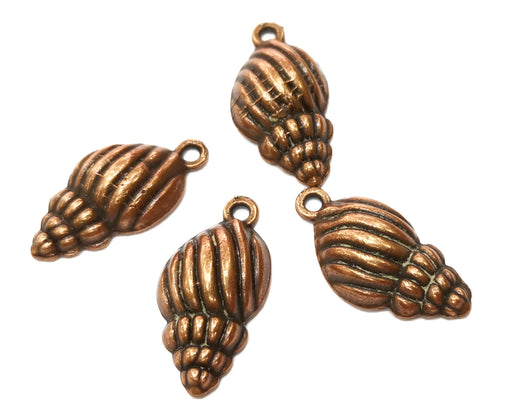 5 Conch Sea Shell Charms Antique Copper Plated Charms (24x13mm)  G18175