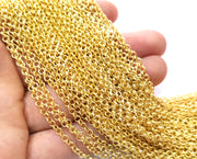 Gold Plated Rolo Chain (3.2 mm) 1 Meter - 3.3 Feet  G18176