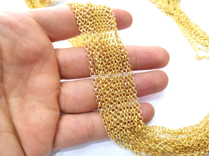 Gold Plated Rolo Chain (3.2 mm) 1 Meter - 3.3 Feet  G18176