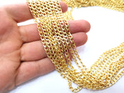 Gold Flat Chain Gold Plated Curb Chain (6.6x4.1 mm) 1 Meter - 3.3 Feet  G18177