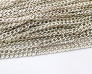 Silver Curb Chain Flat Chain Antique Silver Plated Chain  1 Meter - 3.3 Feet (6.6x4.1 mm mm) G18184