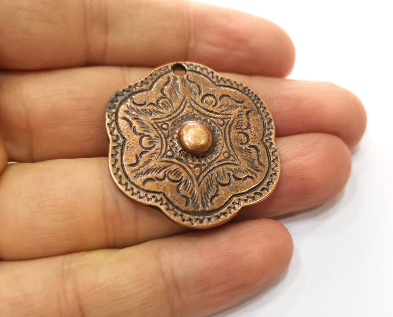 2 Copper Charms Antique Copper Plated Charms (37x35mm)  G18679