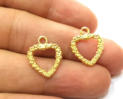 10 Heart Charms Gold Plated Charms  (19x16mm)  G18186