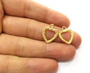 10 Heart Charms Gold Plated Charms  (19x16mm)  G18186