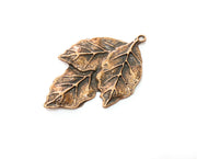 2 Leaf Charms Antique Copper Plated Charms (51x32mm) G18681