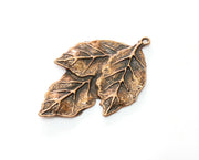 2 Leaf Charms Antique Copper Plated Charms (51x32mm) G18681