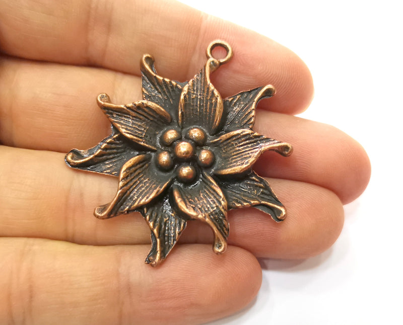 2 Lily Charms Antique Copper Plated Charms (49x44mm)  G18682