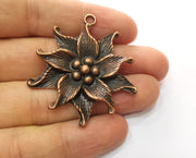 2 Lily Charms Antique Copper Plated Charms (49x44mm)  G18682