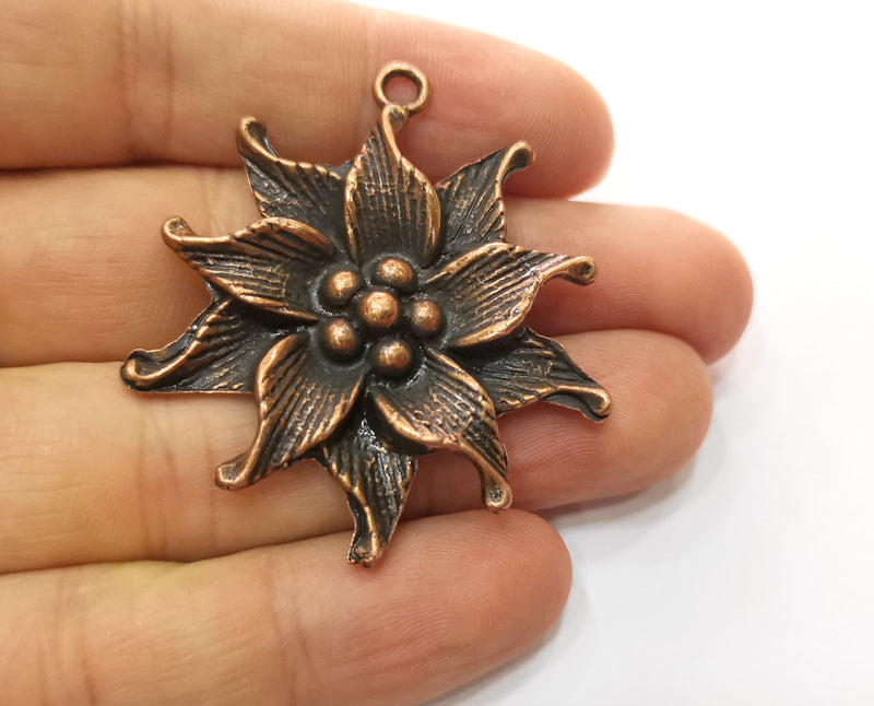 2 Lily Charms Antique Copper Plated Charms (49x44mm)  G18682