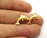 8 Dolphin Charms Gold Plated Charms (17x13mm)  G18187