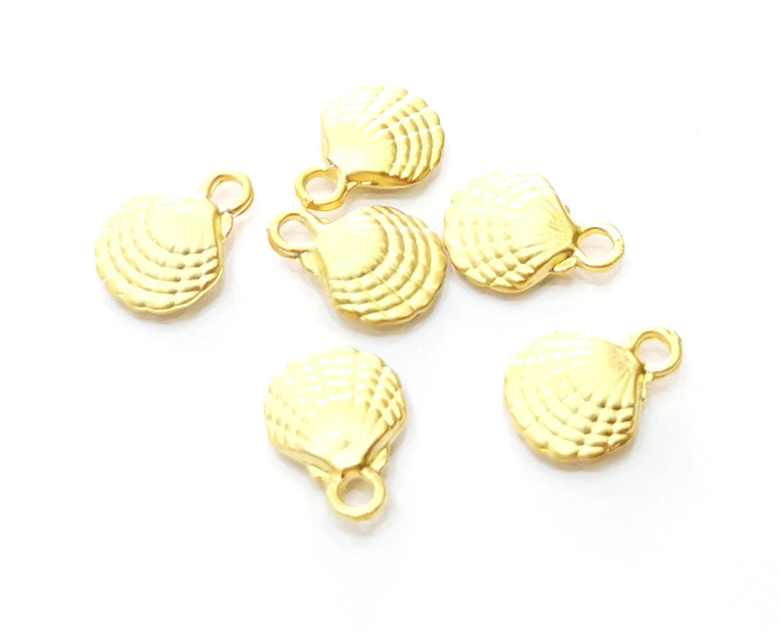 10 Oyster Sea Shell (Double Sided) Charms Gold Plated Charms (13x10mm)  G18188