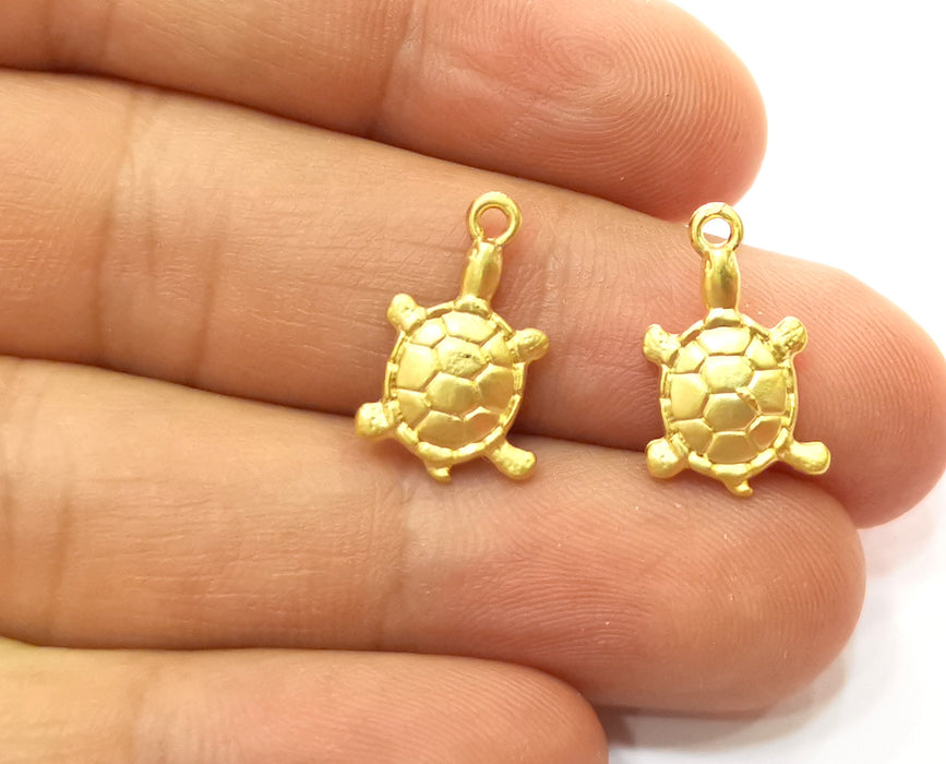 8 Sea Turtle Charms Gold Plated Charms (18x11mm)  G18190