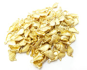 8 Conch Sea Shell Charms Gold Plated Charms (20x10mm)  G18191