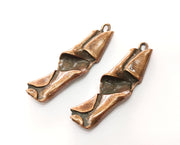 2 Copper Folded Plate Charms Antique Copper Plated Charms (51x13mm) G18688