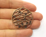 2 Flowers Charms Antique Copper Plated Charms (40x37mm)  G18691