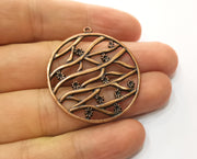 2 Flowers Charms Antique Copper Plated Charms (40x37mm)  G18691