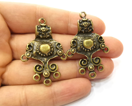 2 Antique Bronze Charm Connector Antique Bronze Plated Charm (48x31mm) G18205