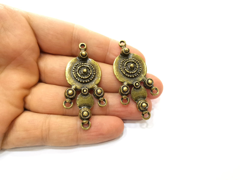 2 Antique Bronze Charm Connector Antique Bronze Plated Charm (53x26mm) G18210