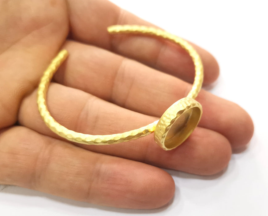 Matte Gold Hammered Bracelet Blanks Settings Cuff Blanks Resin Blank İnlay Blank Adjustable Bracelet Gold Plated Bracelet (16 mm ) G18694